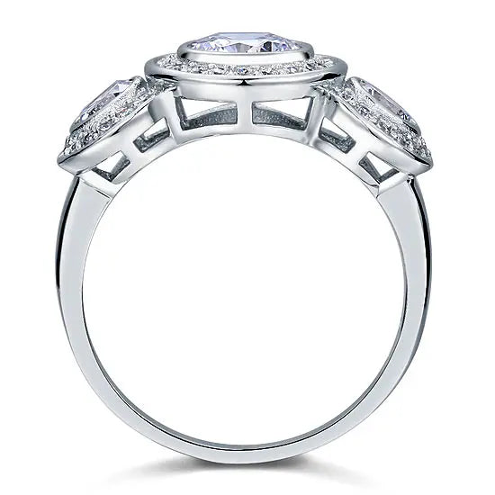 Art Deco 2.5 Carat Created Diamond Solid 925 Sterling Silver Wedding Engagement Ring XFR8089-3