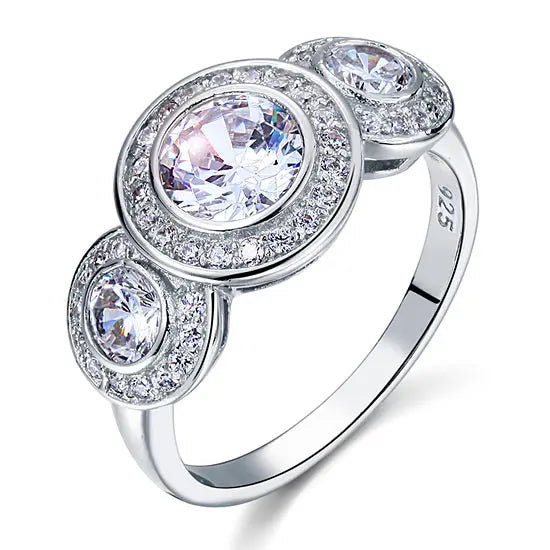 Art Deco 2.5 Carat Created Diamond Solid 925 Sterling Silver Wedding Engagement Ring XFR8089-4