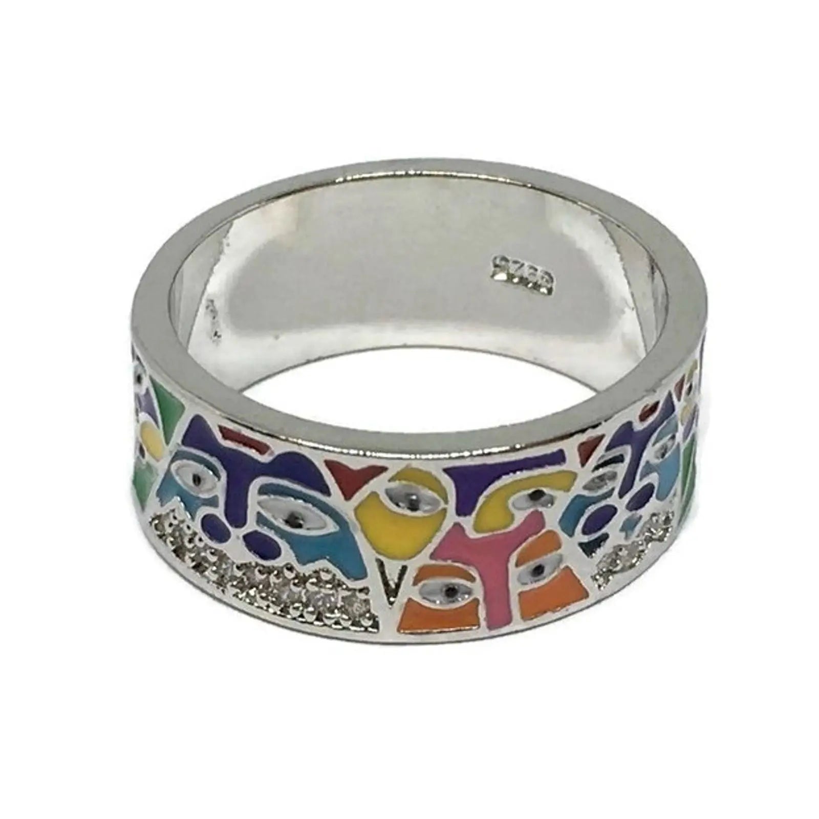 Art Deco Faces Band Ring-0