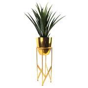 Artificial Yukka Plant Metal Planter Gold 90cm Tall Premium - Memoriex 