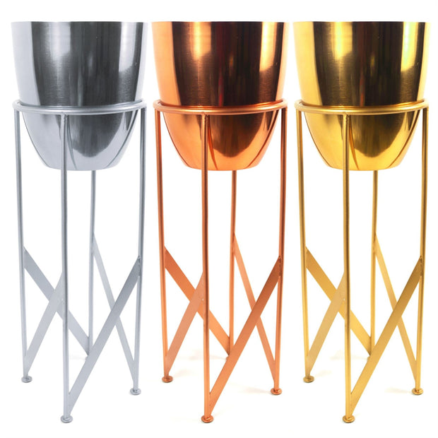 Artificial Yukka Plant Metal Planter Gold 90cm Tall Premium - Memoriex 