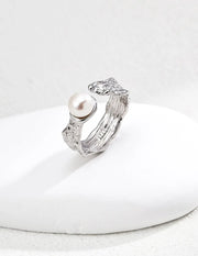 Artistic Textured Pearl Open Ring-2