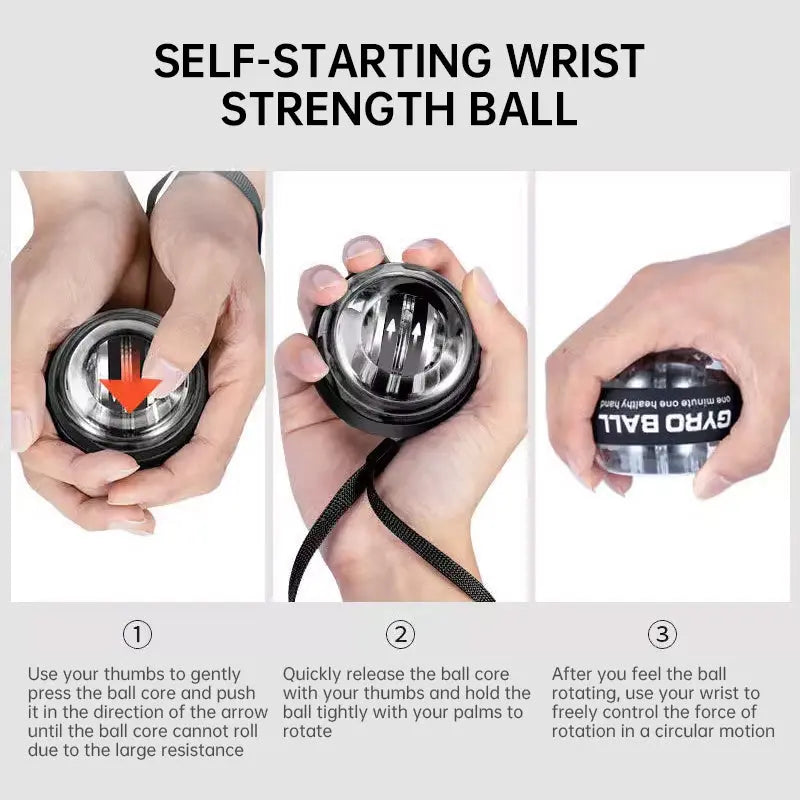 Auto-Counter Gyro Ball, a wrist exerciser with LED. Also named Wrist Power Gyro Ball, it builds arm strength for workouts. - Memoriex 