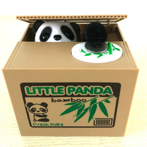 Automated Plastic Coin Bank in Panda/Cat Shape - Electronic Deposit, Savings for Kids, Great Gift - Memoriex