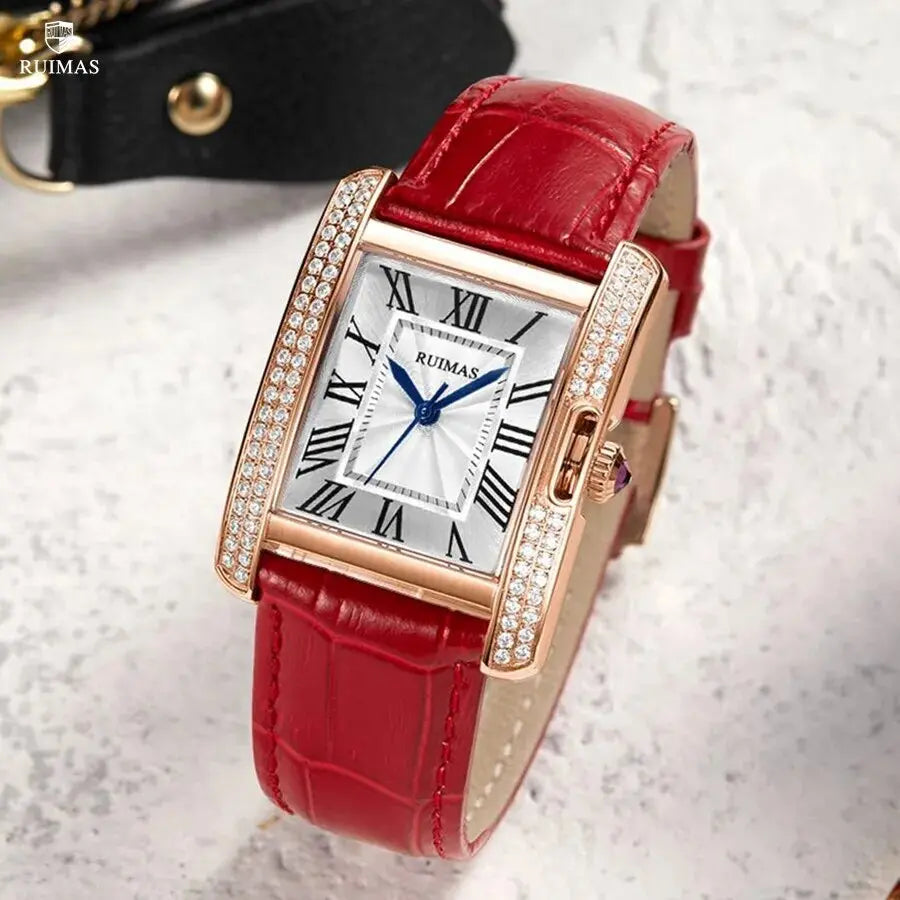 RUIMAS Fashion Automatic Mechanical Watch for Women Luxury Leather Ladies Wristwatch Waterproof Female Clock Reloj Mujer 6773-0