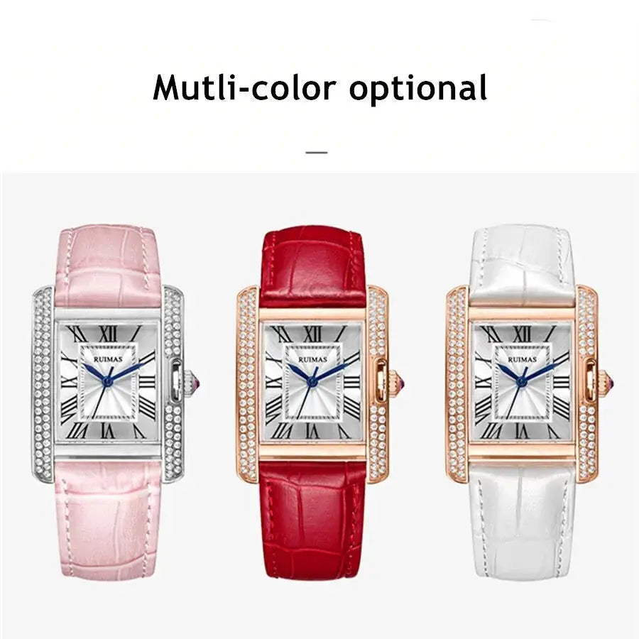 RUIMAS Fashion Automatic Mechanical Watch for Women Luxury Leather Ladies Wristwatch Waterproof Female Clock Reloj Mujer 6773-3