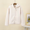 Autumn And Winter Faux Cashmere Polar Fleece Zipper Hooded Long Sleeve - Memoriex 