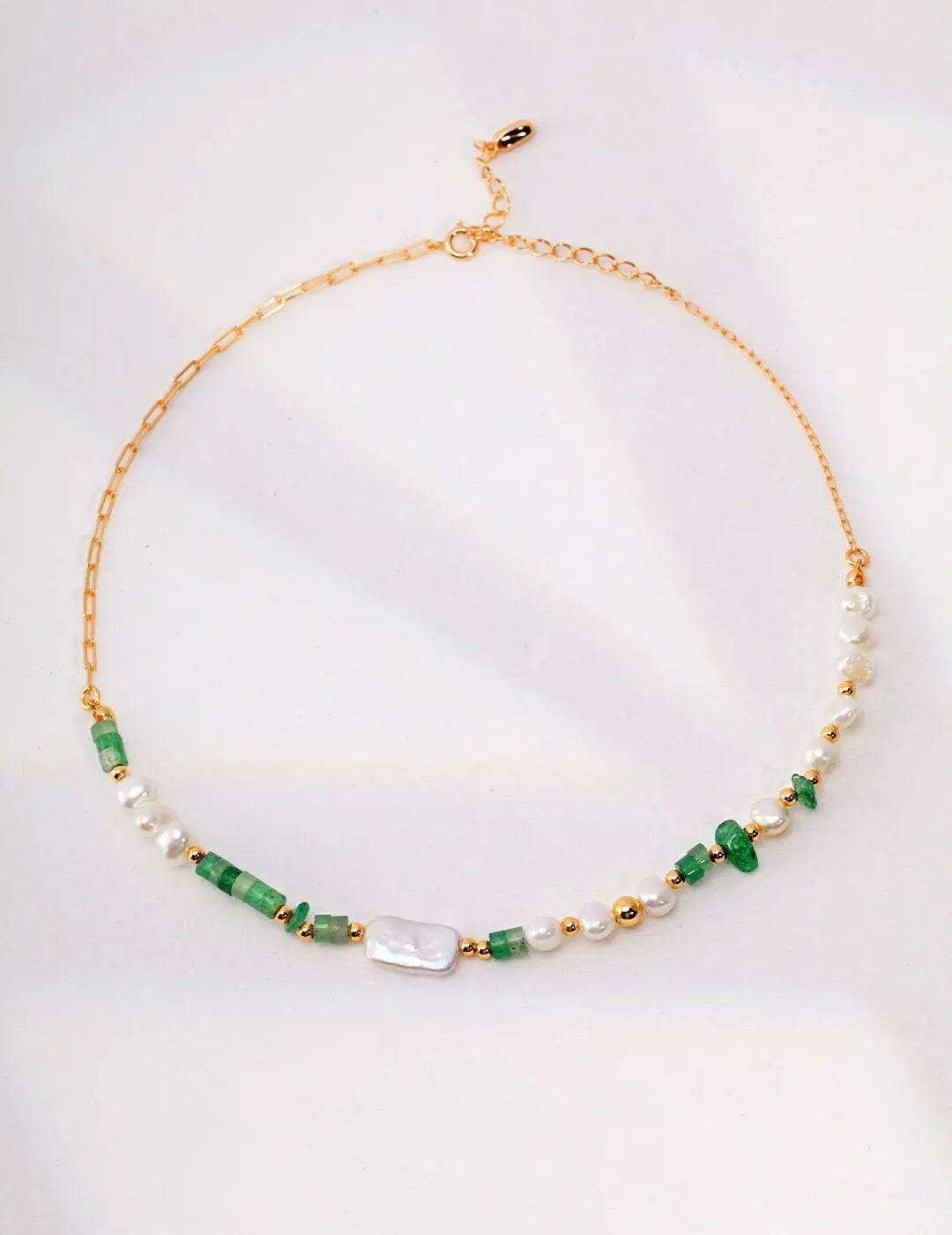 Aventurine Beads With Pearl Necklace-0