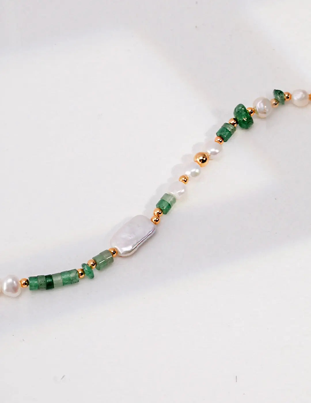 Aventurine Beads With Pearl Necklace-3