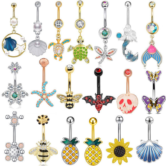 Navel Ring Creative Bat Bee Navel Buckle Navel Ring Body Piercing Jewelry - Memoriex 