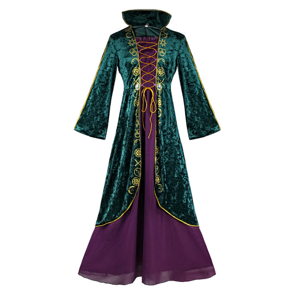 Green & Purple Witch Costume Dress – Gold-Tone Detailing
