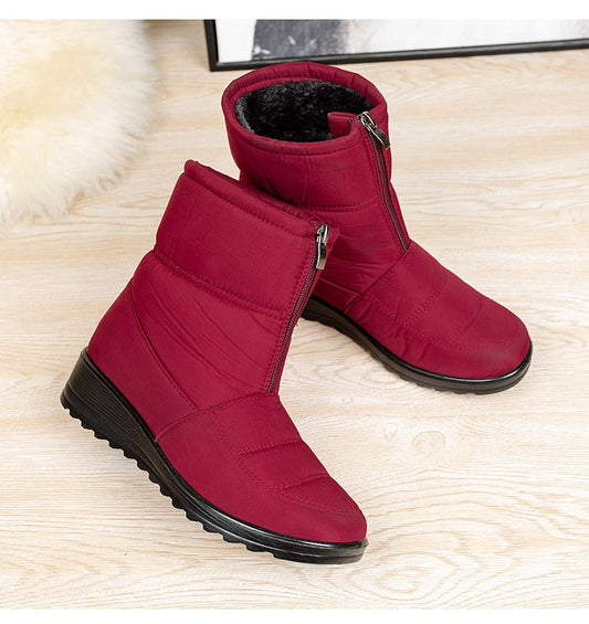 Middle-aged and elderly large size winter warm women snow boots women lazy slip-on waterproof - Memoriex 