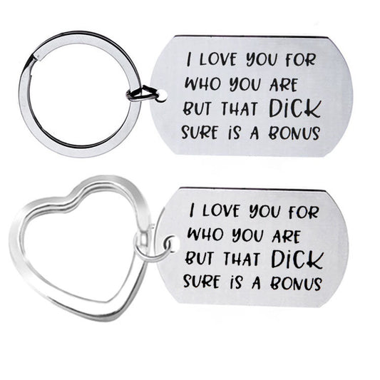 I love you for who you are..dick/pussy couple stainless steel military keychain - Memoriex