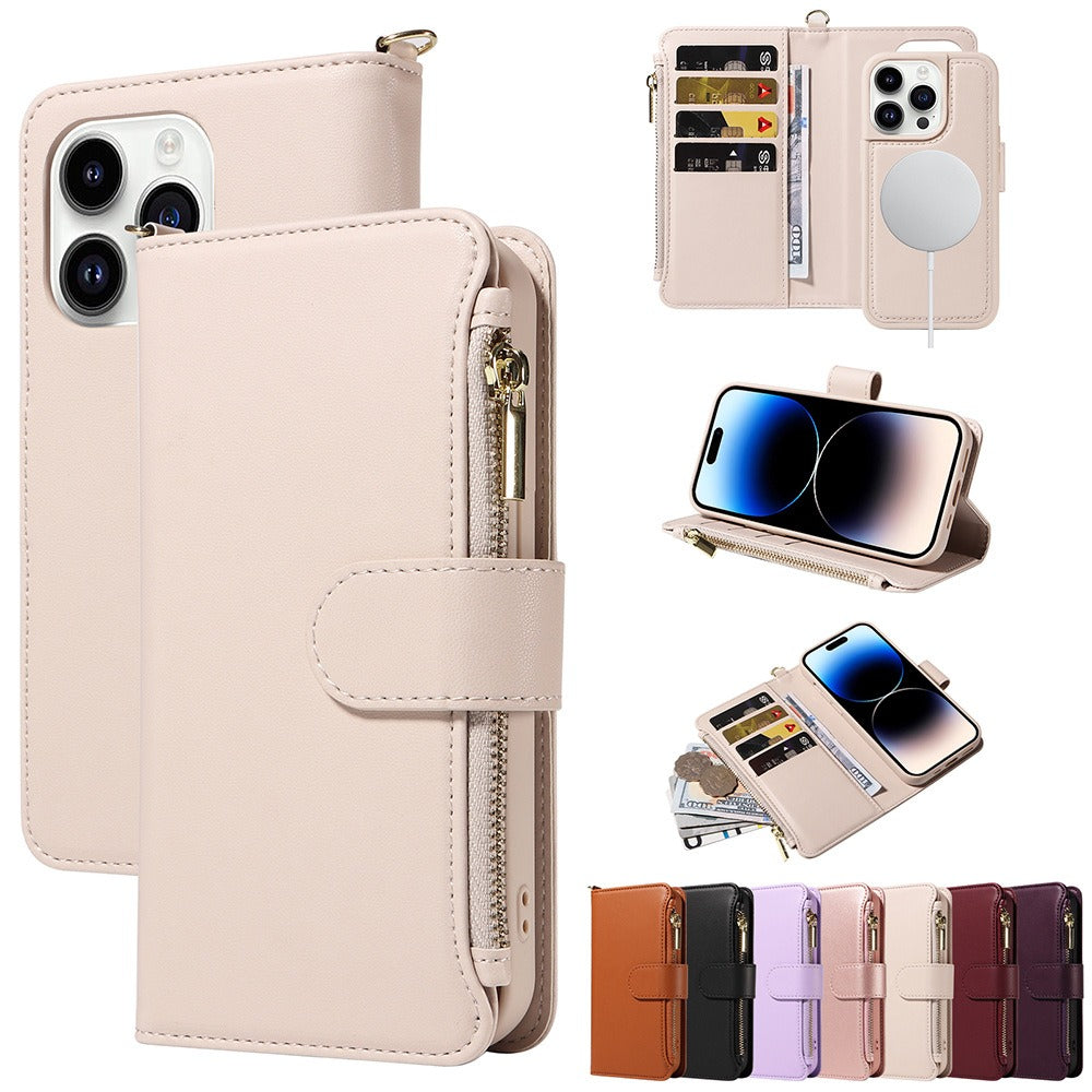 Apple 15 phone case flip wireless charging iPhone 14 phone leather case wallet style phone protection case