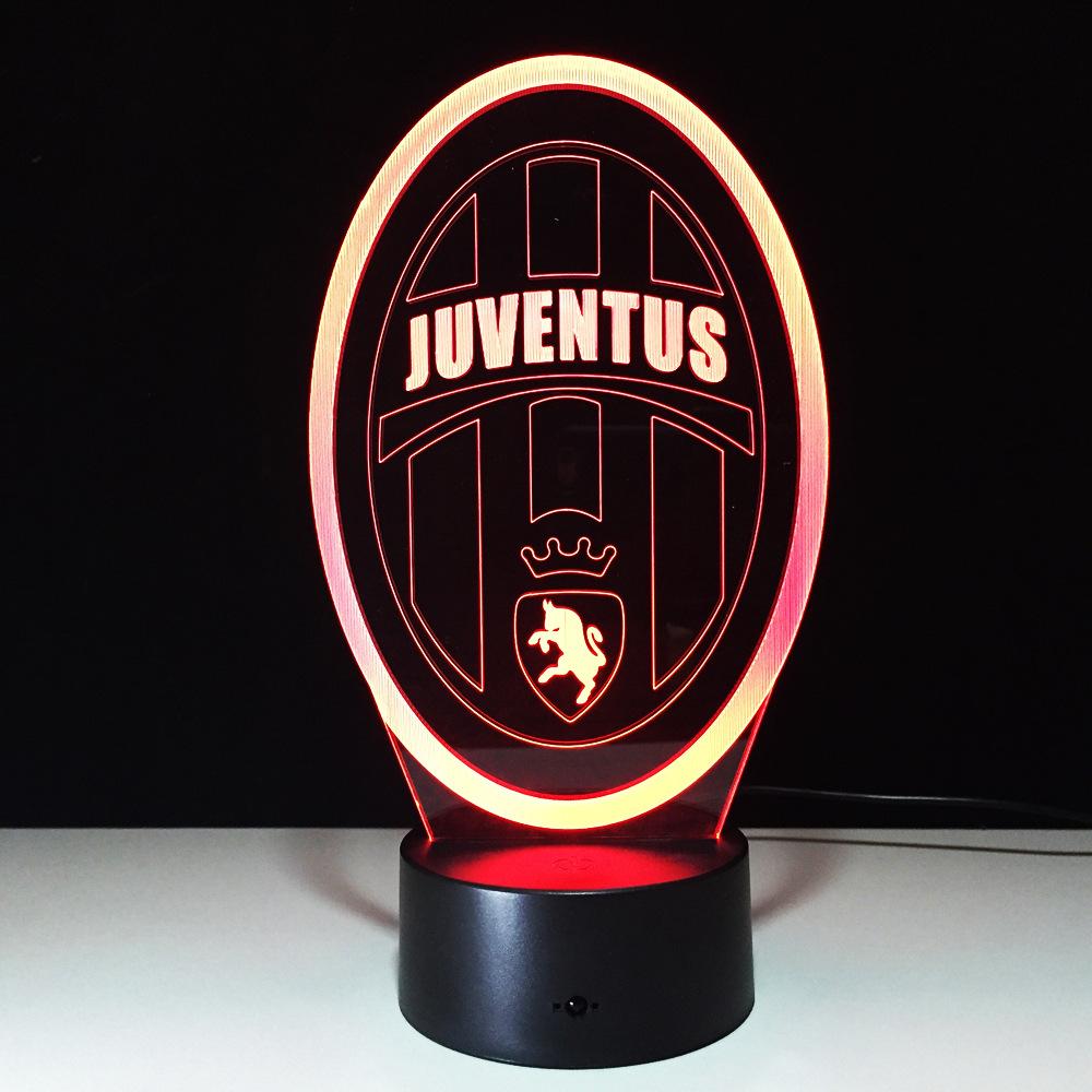 Hot 7 Colors Change Innovative Football Club 3D LED Night Light for Italy Juventus Club LED Touch Lamp Novelty Gifts USB Lampara