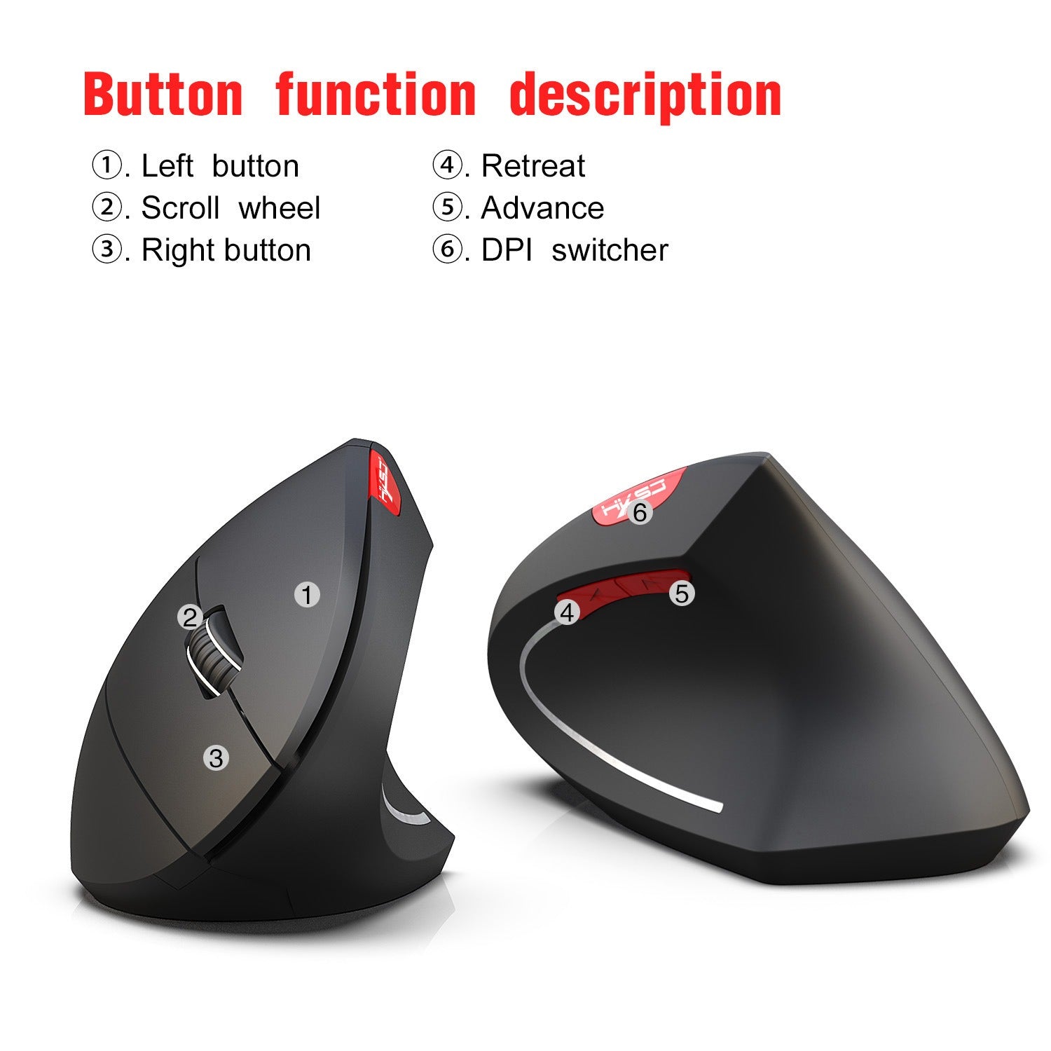 New Wireless Mouse 2.4G Vertical Health Mouse External Battery 6D Design Computer Office - Memoriex 