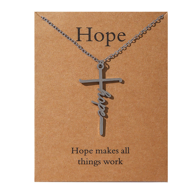 Faith Religious Gift Stainless Steel Cross Collarbone Chain Sweater Chain - Memoriex