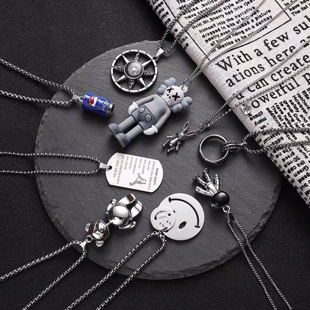 New Hip-Hop Accessories Sweater Chain Military Titanium Steel Necklace Men's Jewelry - Memoriex