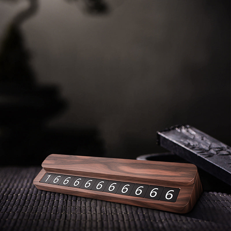 Car Parking Card High Temperature Resistant Mobile Phone Number Plate Walnut Simple Parking Card - Memoriex 