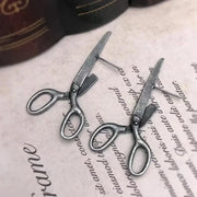 Dark Gothic Vintage Imitation Scissors Exaggerate Stud Earrings for Men Women Goth Punk Silver Color Halloween Fashion Jewelry - Memoriex