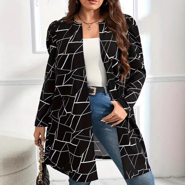 Women’s Plus-Size Printed Loose-Fit Cardigan
