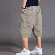 Men's shorts loose summer casual cropped pants thin workwear and mid length pants - Memoriex