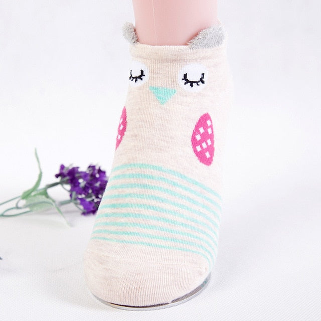 Cute Animal Cotton Socks Female Kawaii Cat With Dog Summer Short Socks Slippers Women Casual Soft Funny Boat Socks - Memoriex 