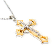 Dark Knight Same Men's Crystal Cross Pendant Silver Gold Black Dominant Pendant Necklace - Memoriex