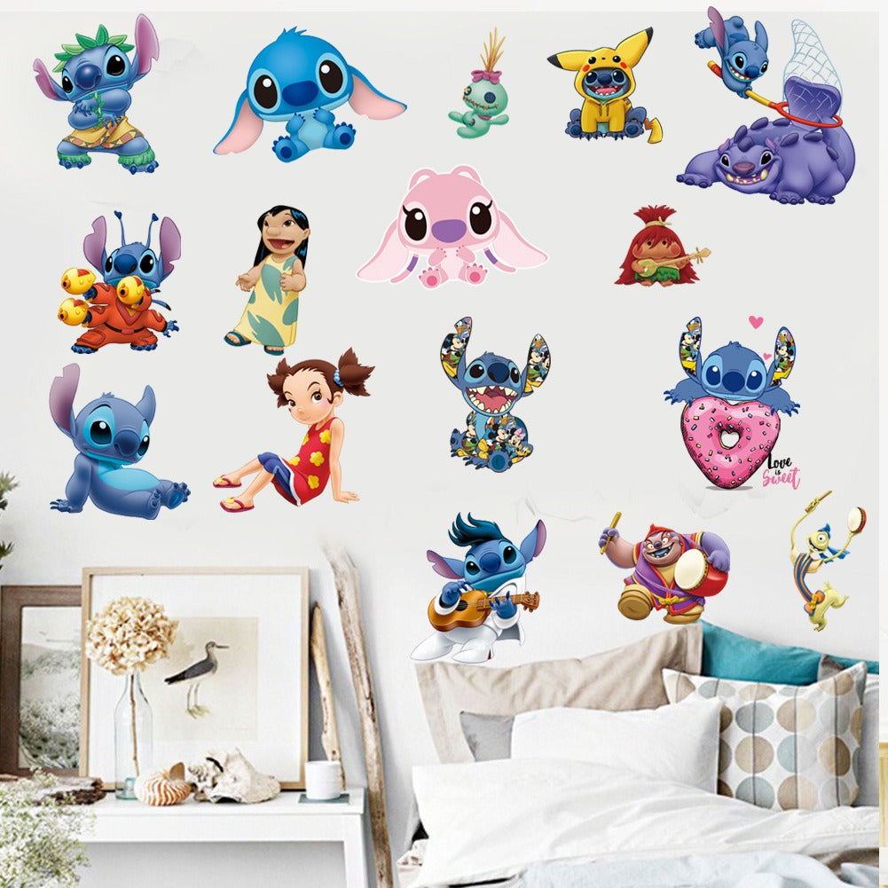 Stitch Children's Room Decoration Wall Stickers Self Adhesive Cartoon Stitch Broken Wall Baby Room Stickers