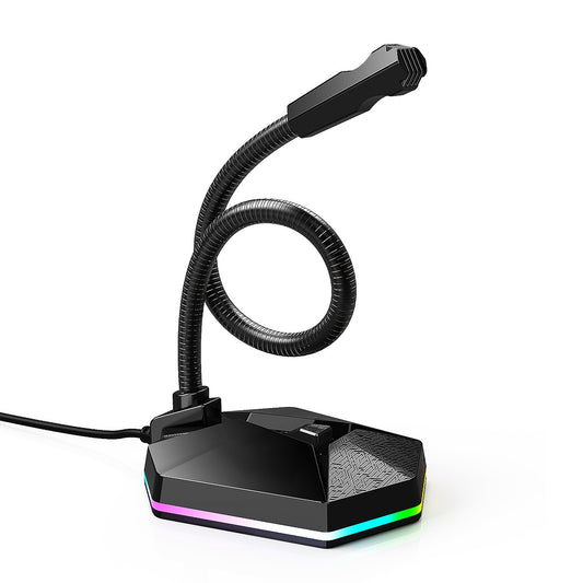 New microphone RGB luminous bendable USB microphone no drive voice chat video conference microphone - Memoriex 