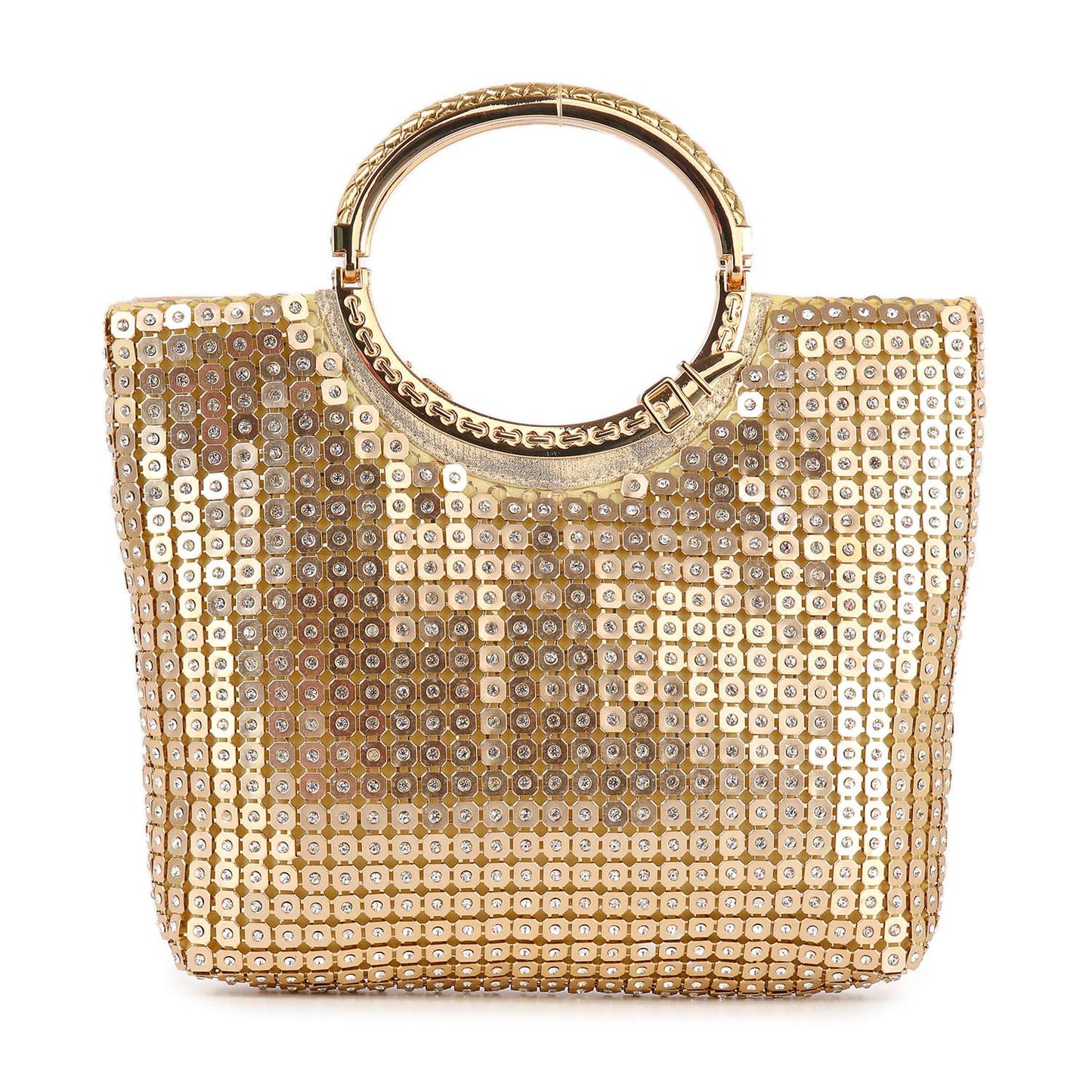 Metal Mesh Rhinestone Hand Tote by Handbag Factory-0