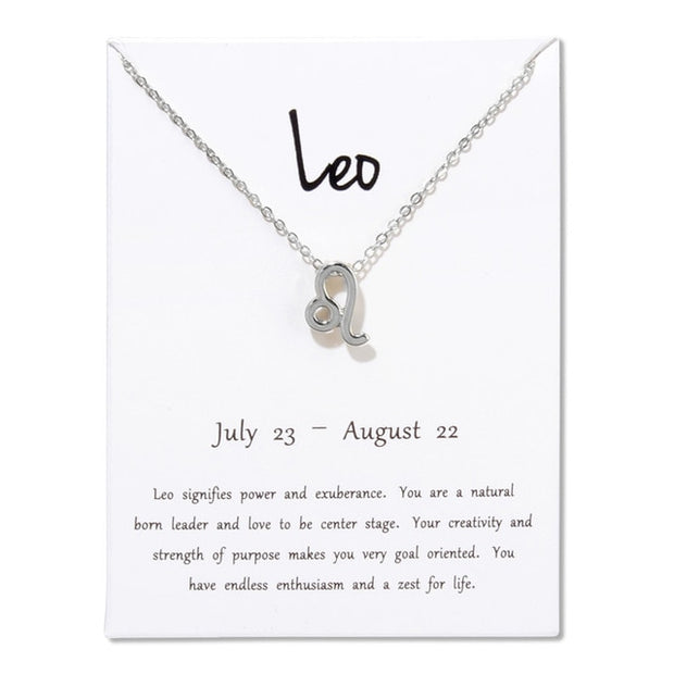 Birthday Gifts 12 Constellation Zodiac Pendant Necklace With White Card - Memoriex