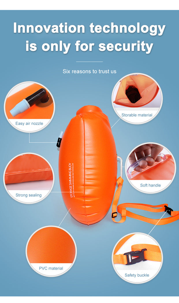 PVC  Inflatables Storage Swim Buoys Dry Bag Orange Floating Safety Swimming Buoy - Memoriex