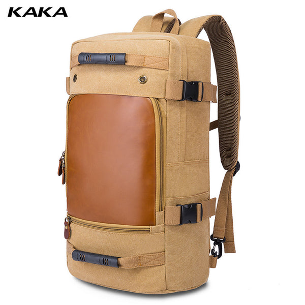 New literary retro casual Korean version large capacity rucksack men's backpack multi-functional travel backpack - Memoriex