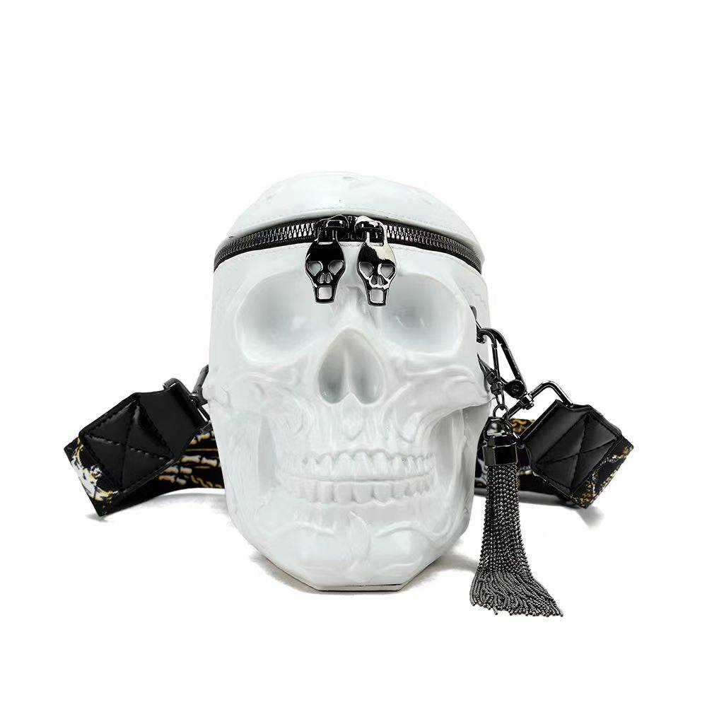 3D Bags Skull Messenger Shoulder Handbag Small White-0