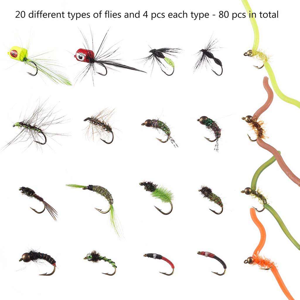 80 Pcs Assorted Flies Fly Fishing with Waterproof Fly Box-4