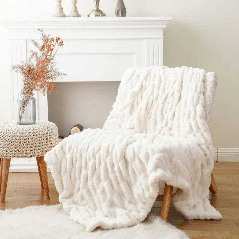 Reversible Rabbit Fur Blanket-3