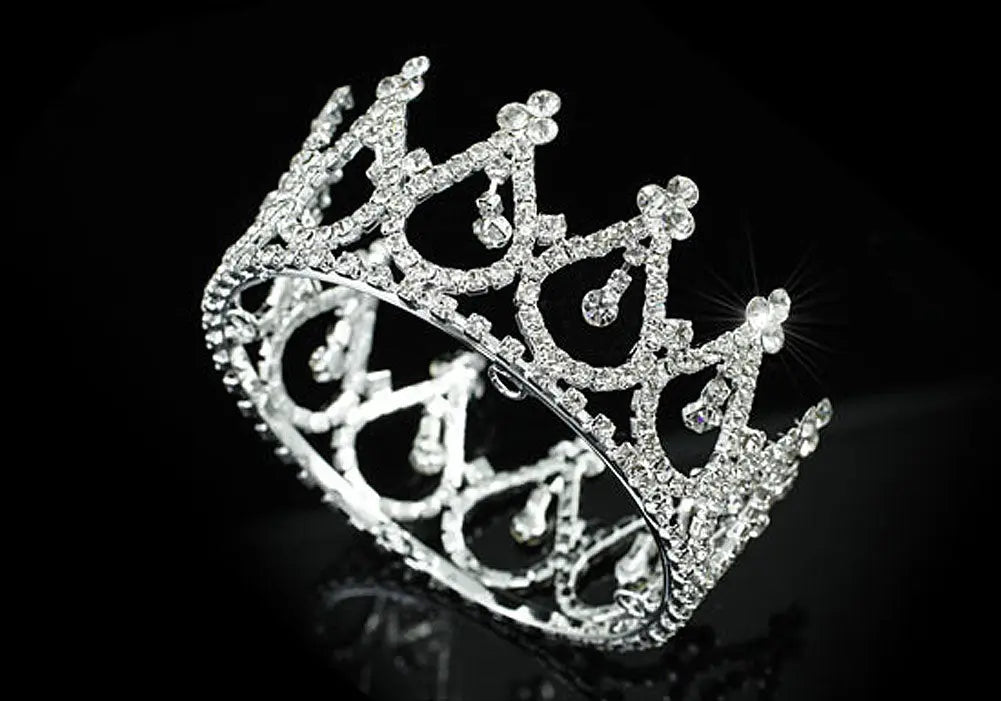 Flower Girl / Baby Crystal Full Circle Round Mini Crown Tiara XT1778-1