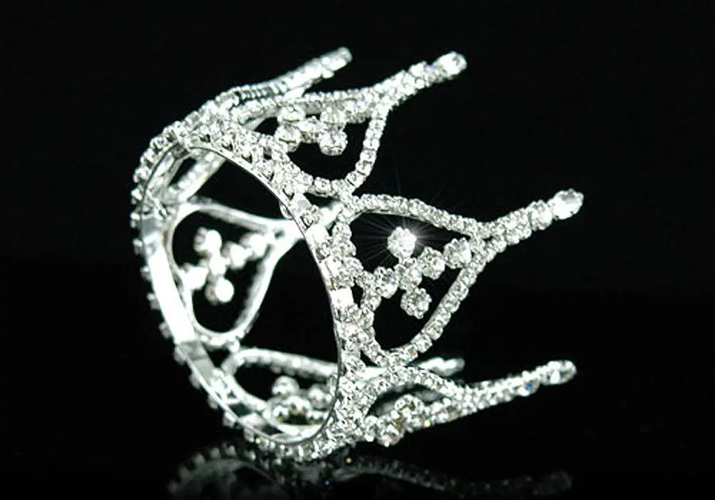 Bridal Wedding Flower Girl / Baby Crystal Rhinestone Full Circle Round Mini Tiara Crown XT1245-0