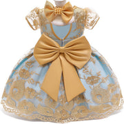 Baby princess dress 1-3 years old dress gold lace - Memoriex 