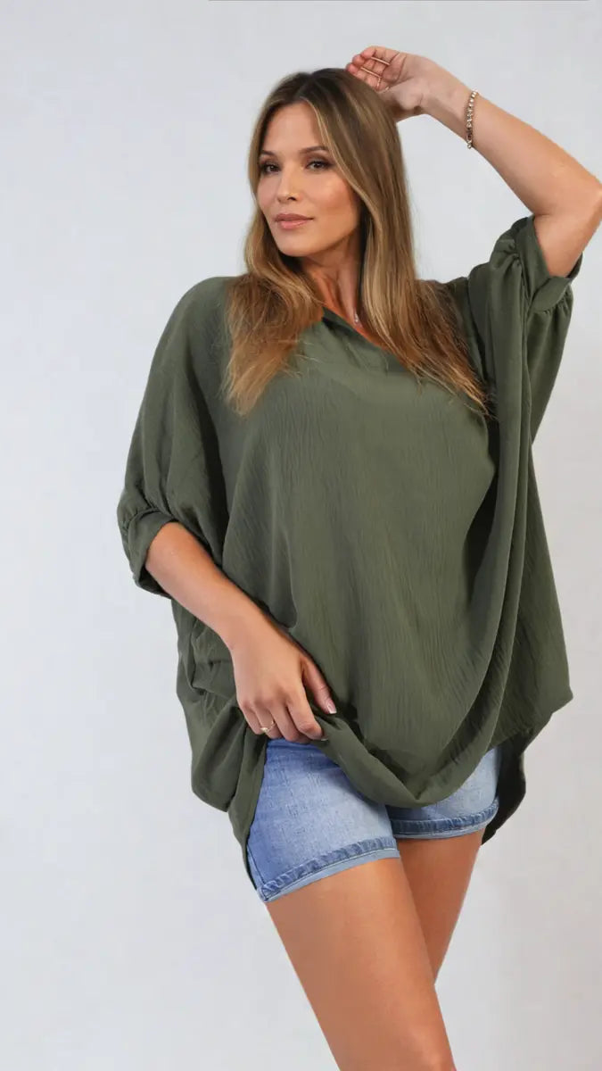 Balloon Sleeve Oversized Top - Memoriex 