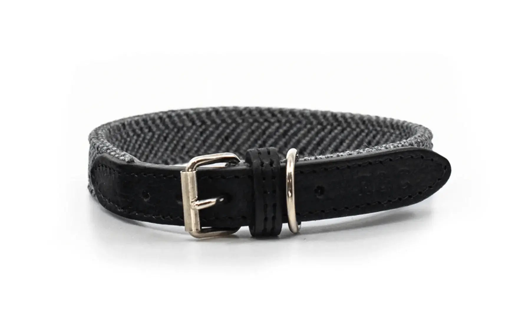 “Balmoral” Herringbone & Leather Dog Collar – by Ralph & Co - Memoriex