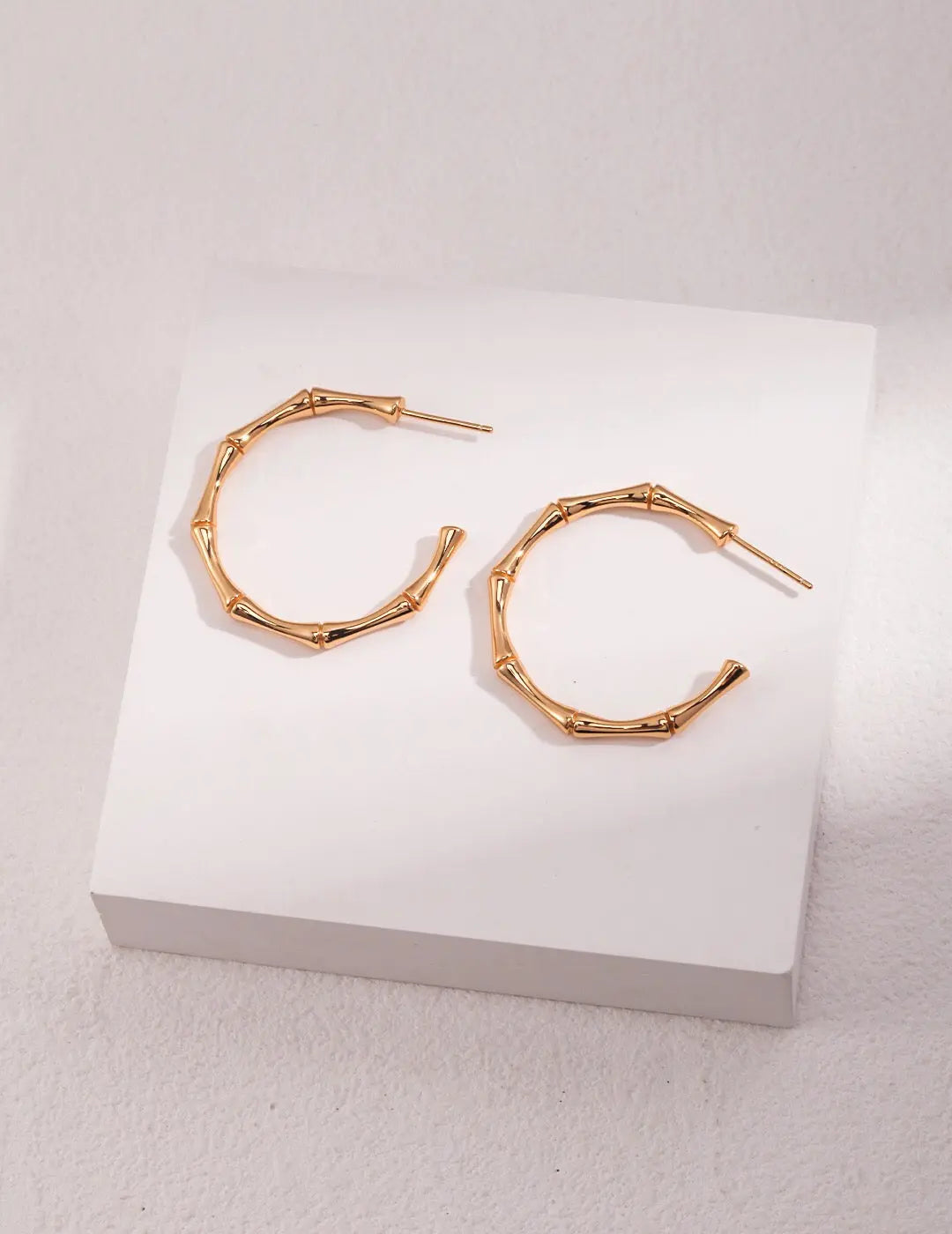 Bamboo Open Hoop Earrings-1