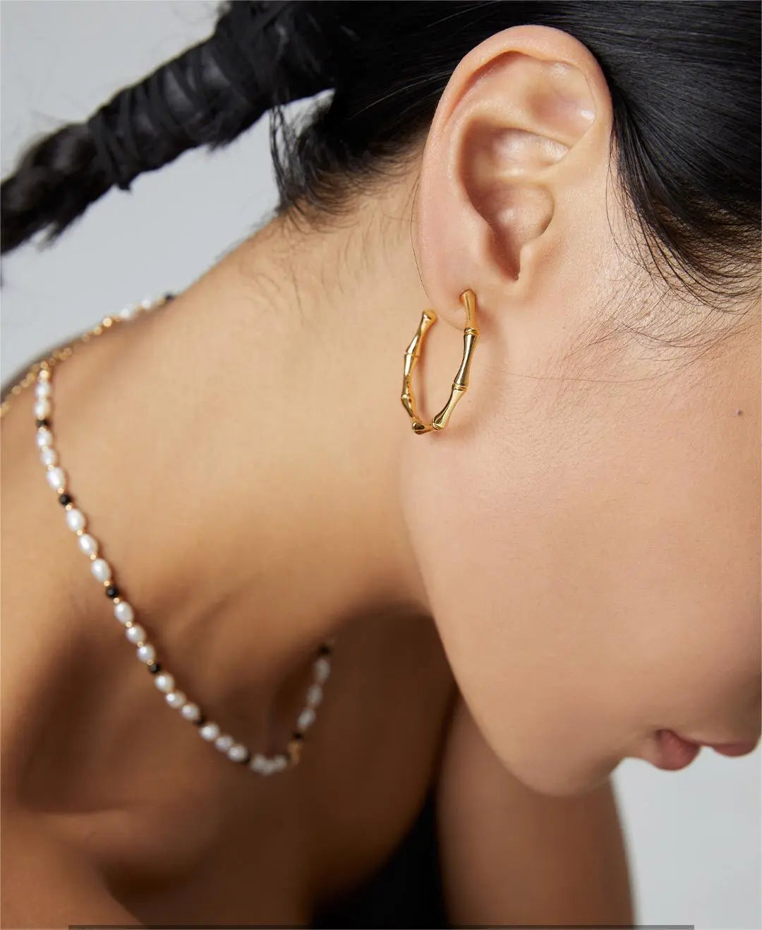 Bamboo Open Hoop Earrings-4