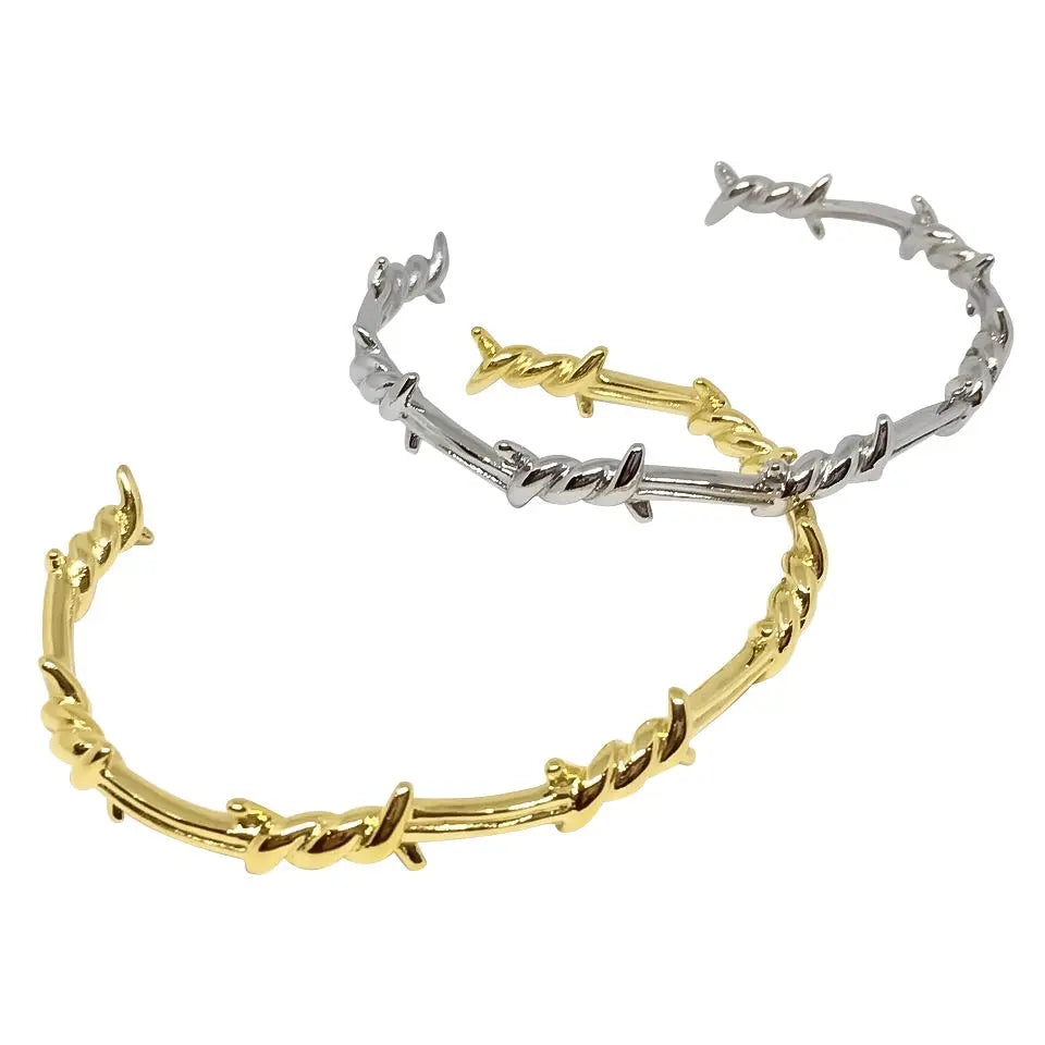 Barbed Wire Open-Cuff Bangle-0