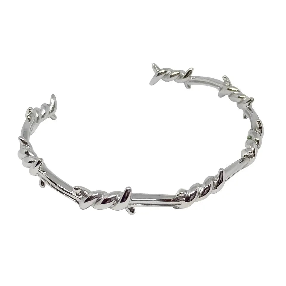 Barbed Wire Open-Cuff Bangle-3