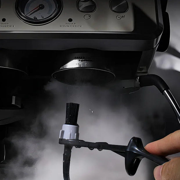 Barista tool: long - handle cleaning brush for coffee machine steam, with replaceable head to remove brew head dirt - Memoriex