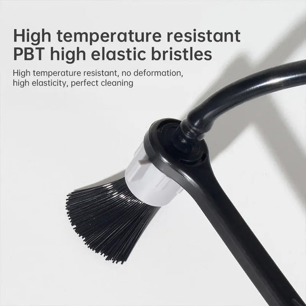Barista tool: long - handle cleaning brush for coffee machine steam, with replaceable head to remove brew head dirt - Memoriex
