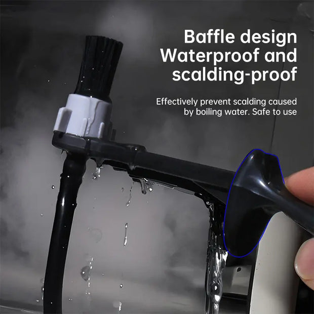 Barista tool: long - handle cleaning brush for coffee machine steam, with replaceable head to remove brew head dirt - Memoriex
