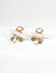 Baroque Pearl & Turquoise Dangle Earrings-0